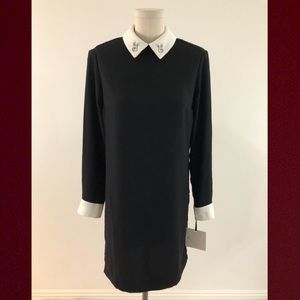 Cute Black & White Dress with Pointed Collar